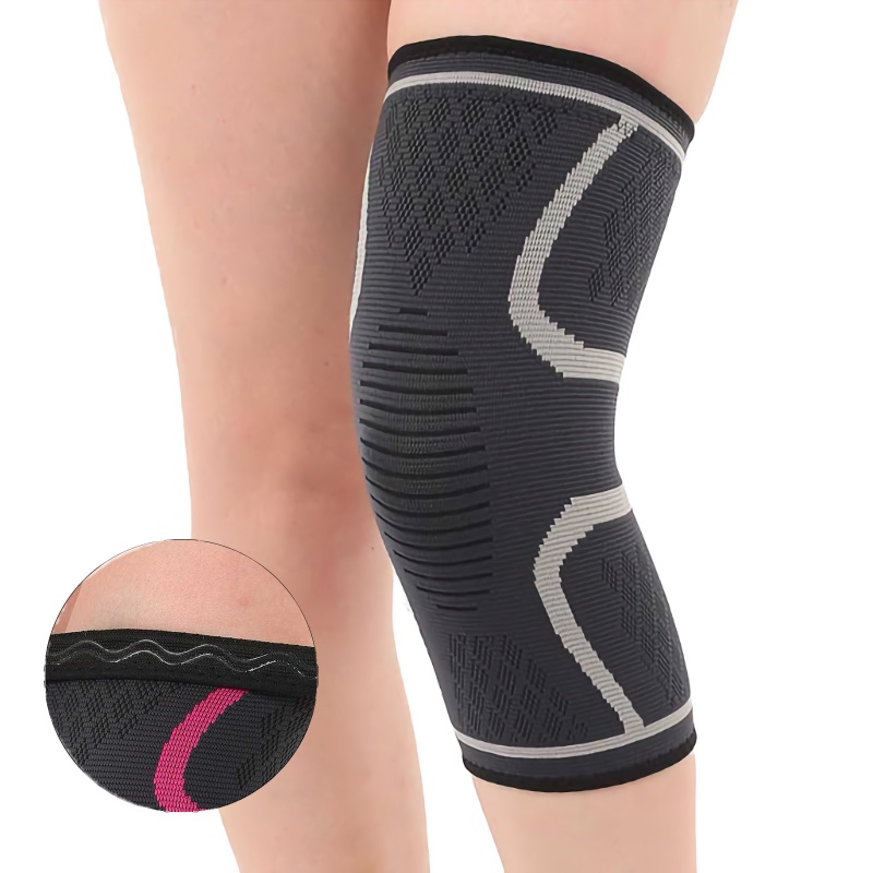 Anti-slip compression knee sleeve with silicone grip for sports