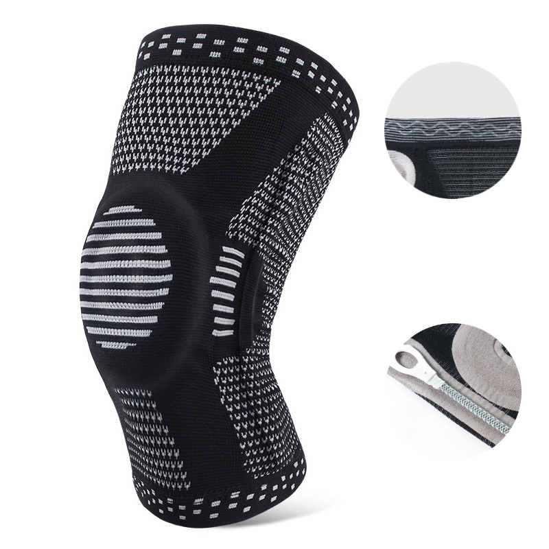 Compression knee sleeve with breathable fabric and support design