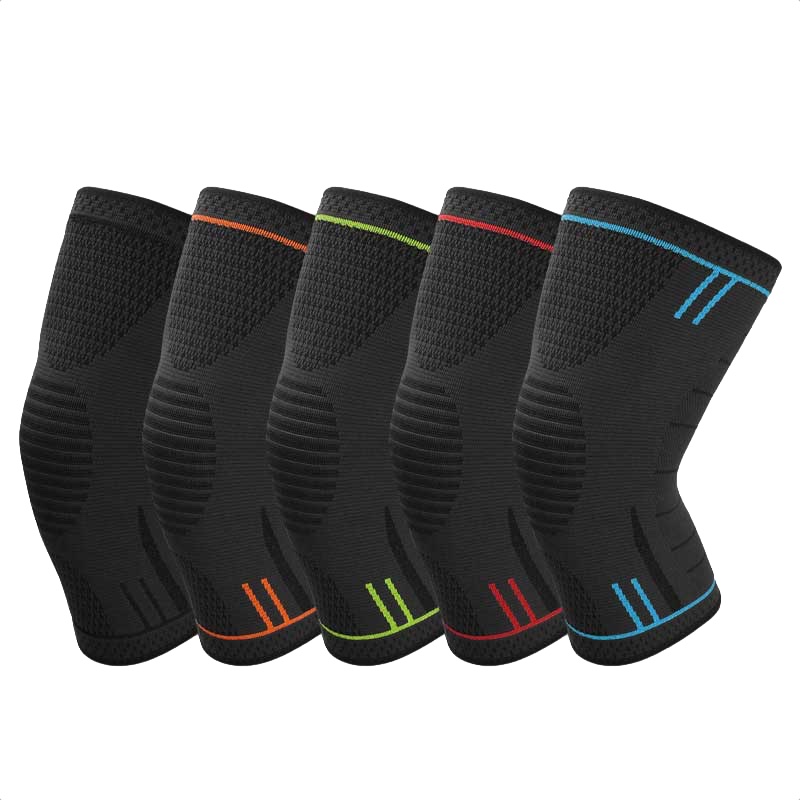 Multi-color compression knee sleeves with breathable knitted fabric
