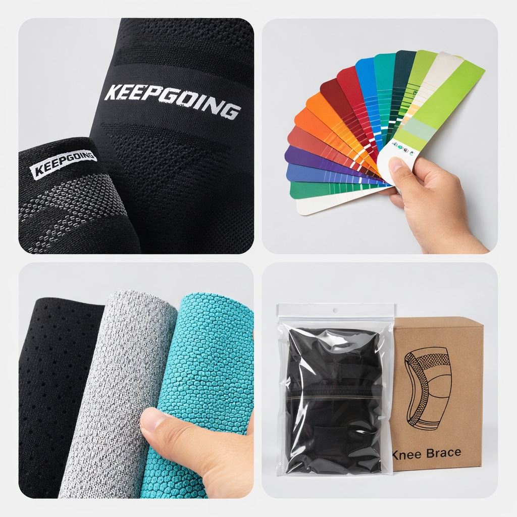 OEM knee support customization including custom logo, materials, colors and packaging options